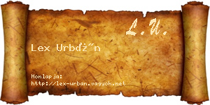 Lex Urbán névjegykártya